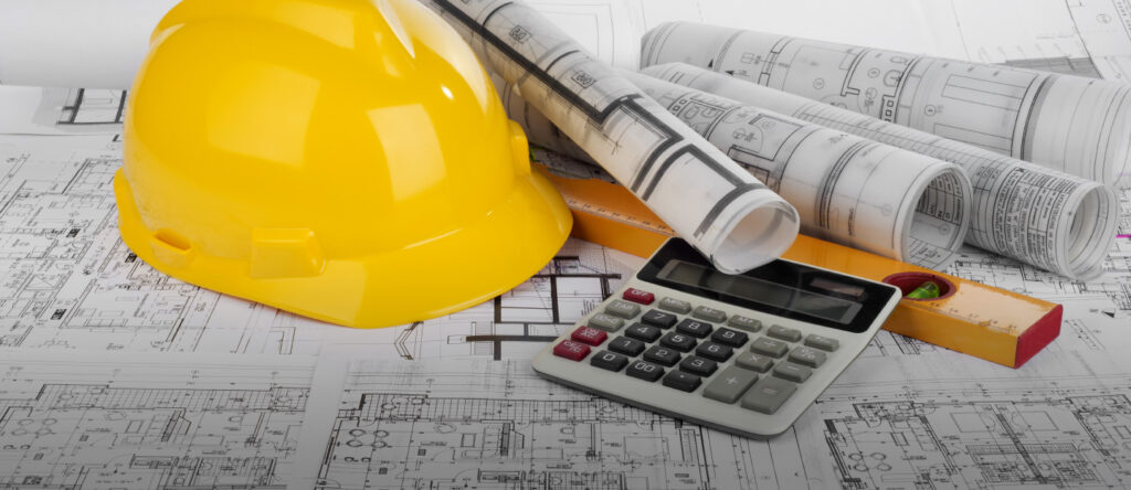 Construction and engineering services: A team of workers constructing a building with heavy machinery and tools.